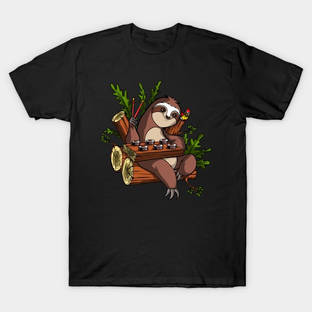 Sloth Eating Sushi T-Shirt by underheaven